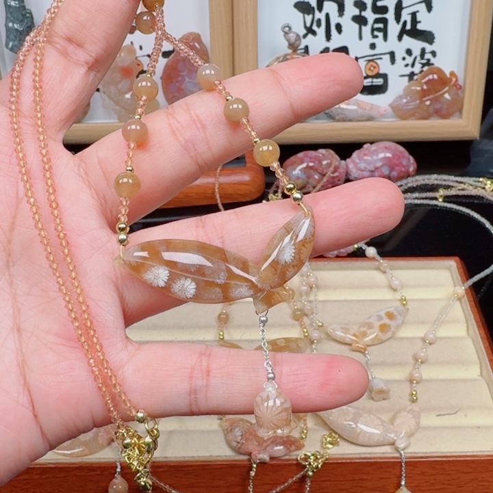 硅化玉合金颈饰珊瑚玉