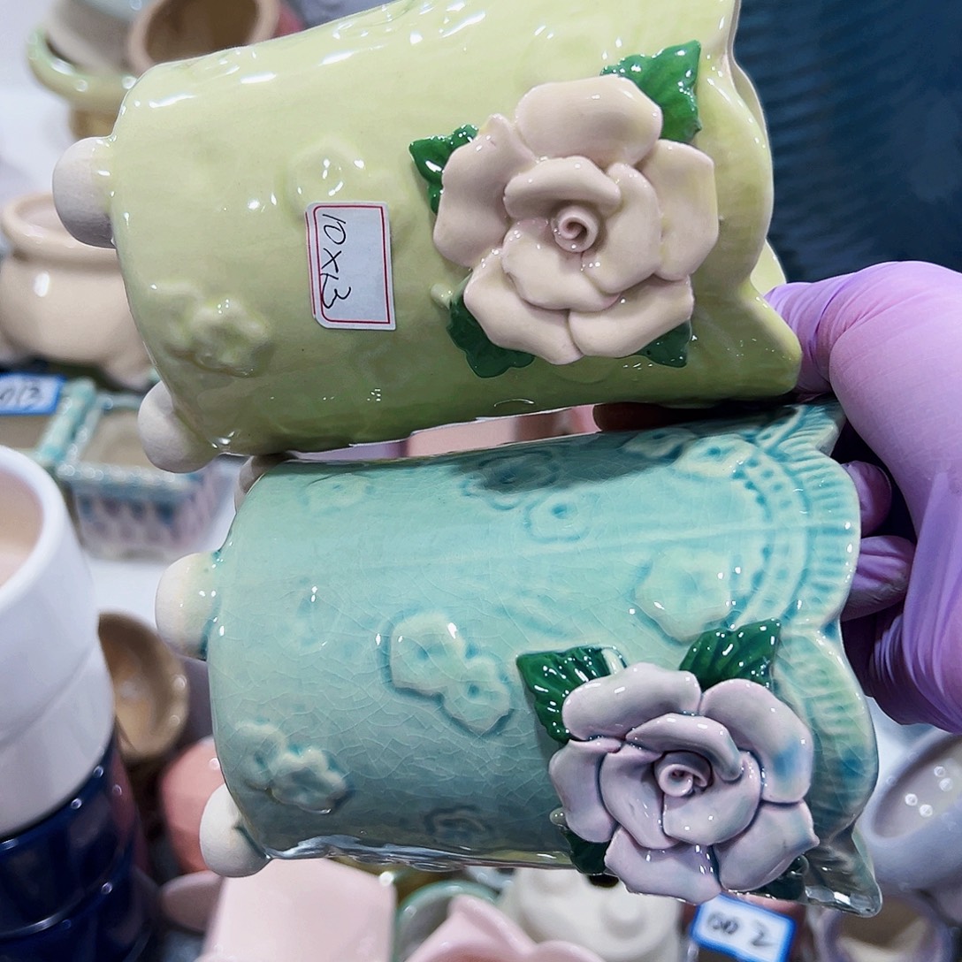 有孔外贸尾单陶瓷花盆凑单10米包邮