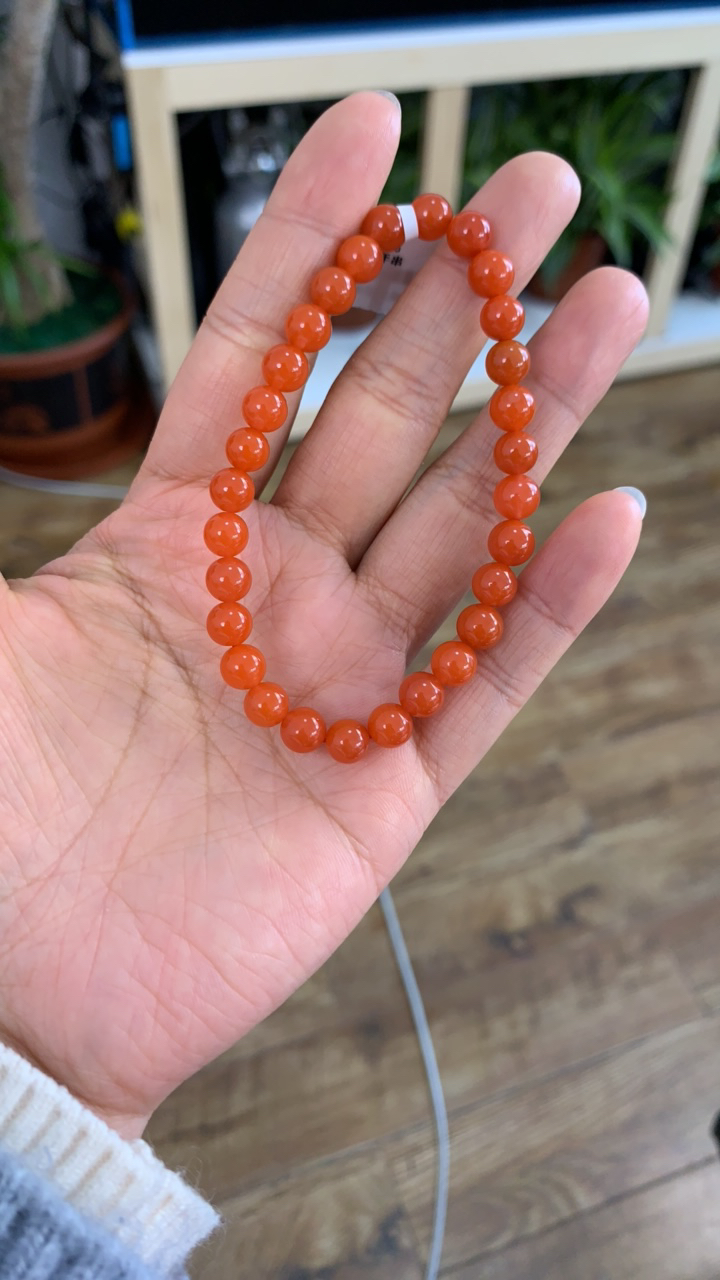 南红6mm滴水洞柿子红手串