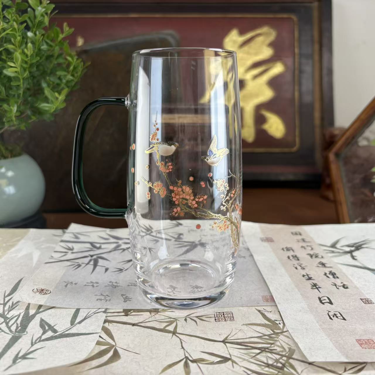 喜上眉梢绿把绿茶杯-6117-直播专享