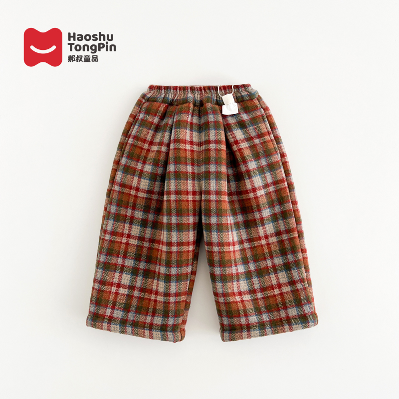 现货【加绒】郝叔童品冬季新款2025女童高货网红加绒格子长裤HI5418