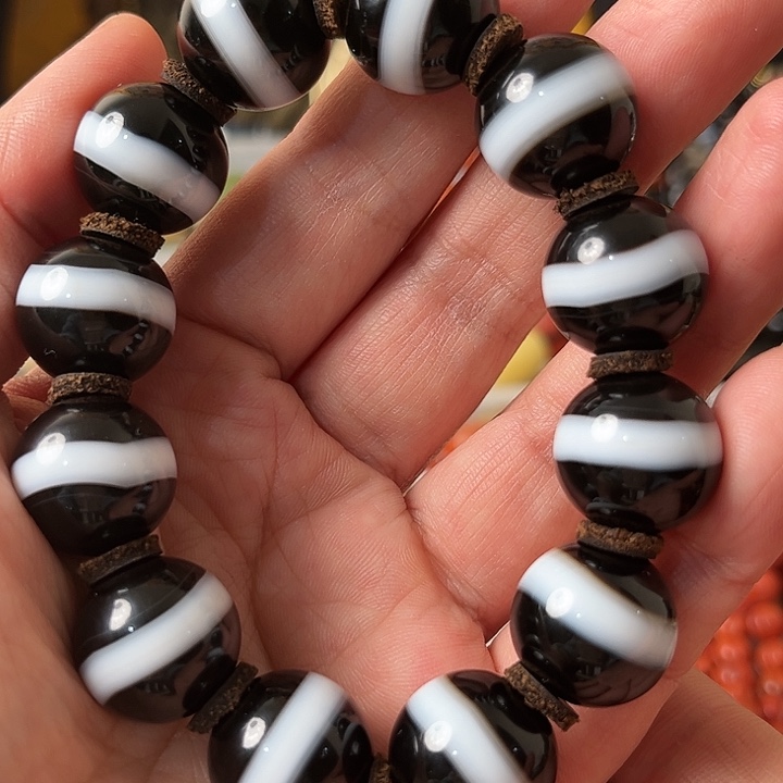 玛瑙/玉髓手链未镶嵌藏地朵朵强哥精品药师珠手串