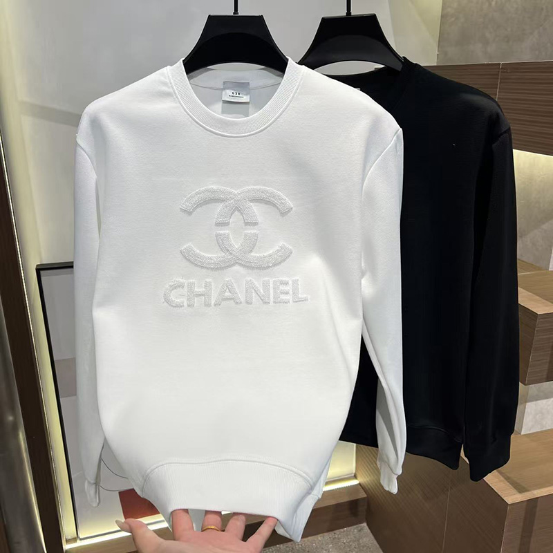 2025秋冬男士新款休闲简约圆领卫衣时尚百搭轻奢刺绣潮服男装