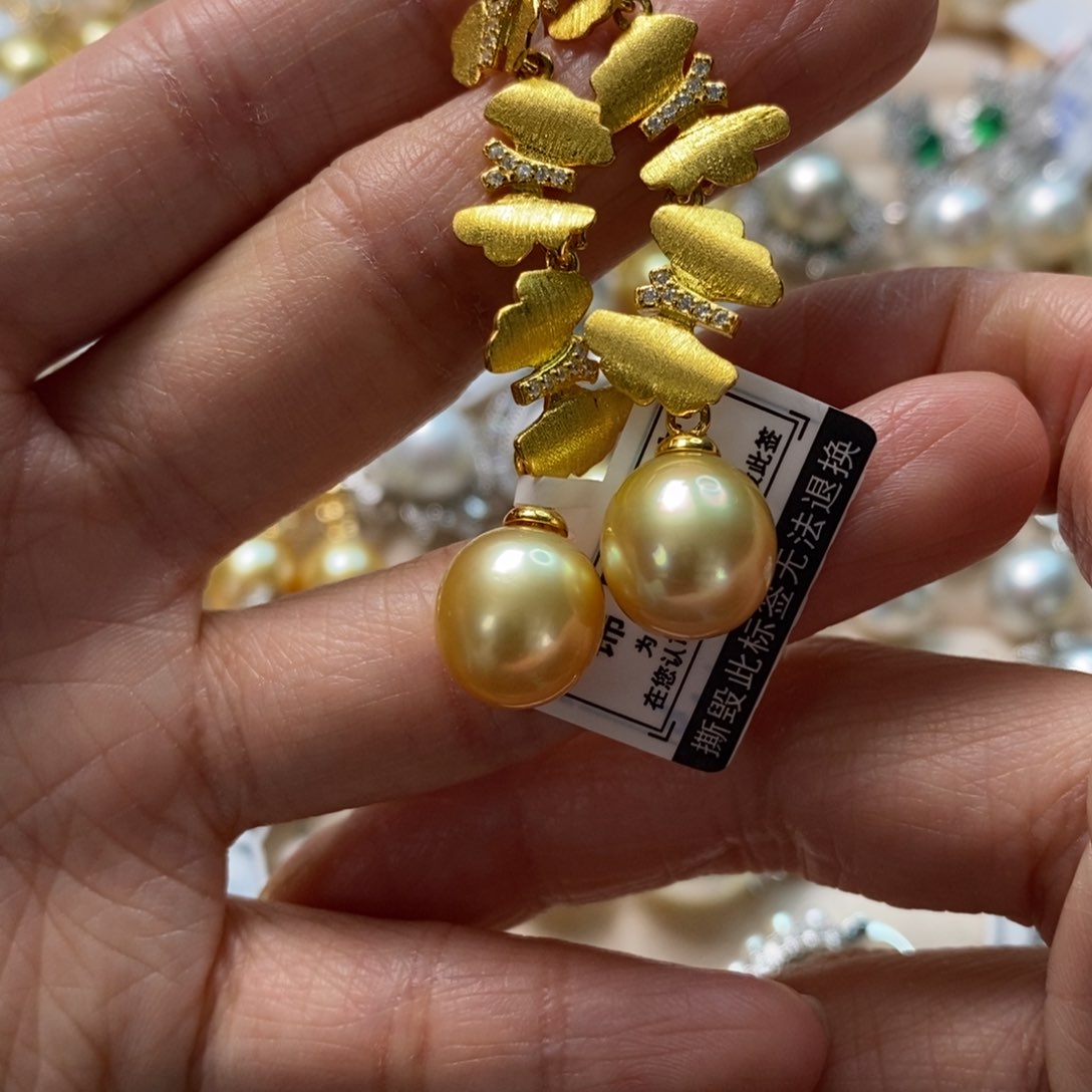 海水珍珠耳饰银S925镶嵌