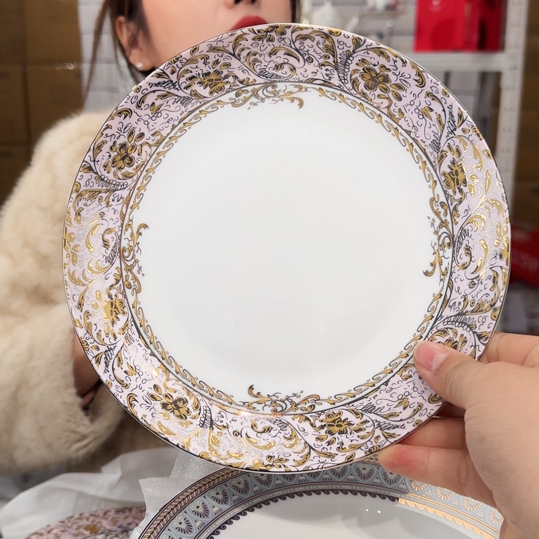 骨瓷高骨瓷8英寸月光盘20cm一个外贸骨瓷