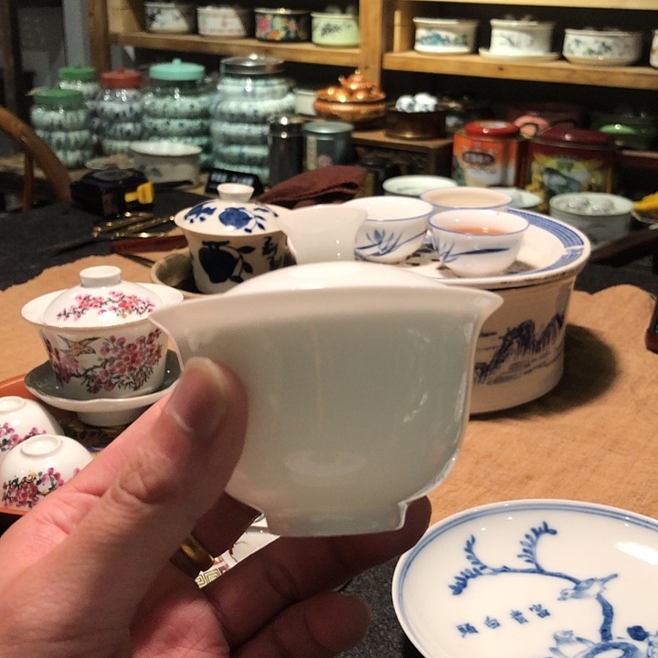 白瓷盖碗一个潮汕工夫茶器