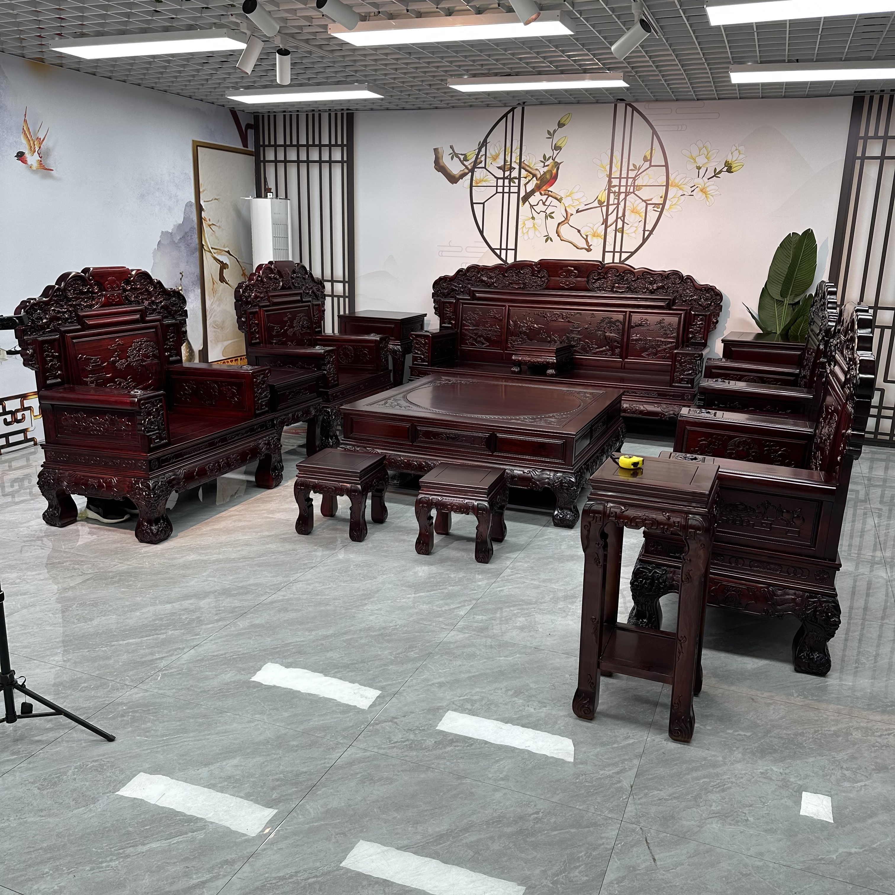 锦绣前程沙发雕花明清古典明清古实木沙发家用别墅桌椅两用美式