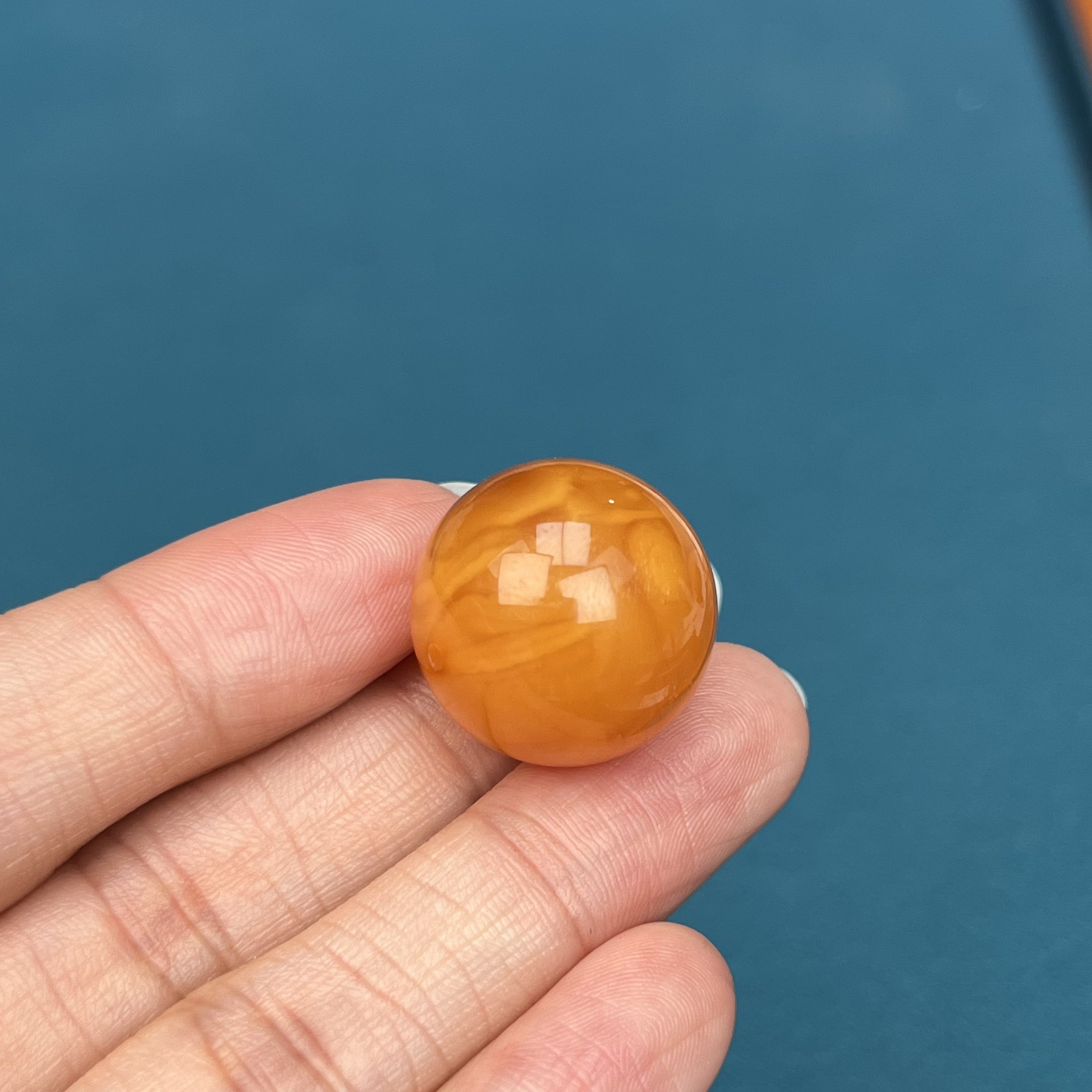 Y4305天然原矿蜜蜡鸡油红圆珠 19mm抖音基地质检发货