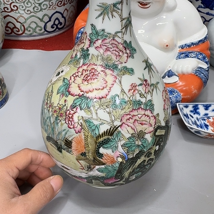 时***械陶摆件陶瓷纯手工玉壶春瓶