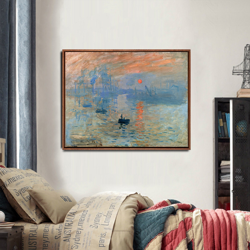 莫奈《日出印象》版画 现代客厅装饰画沙发背景墙挂画