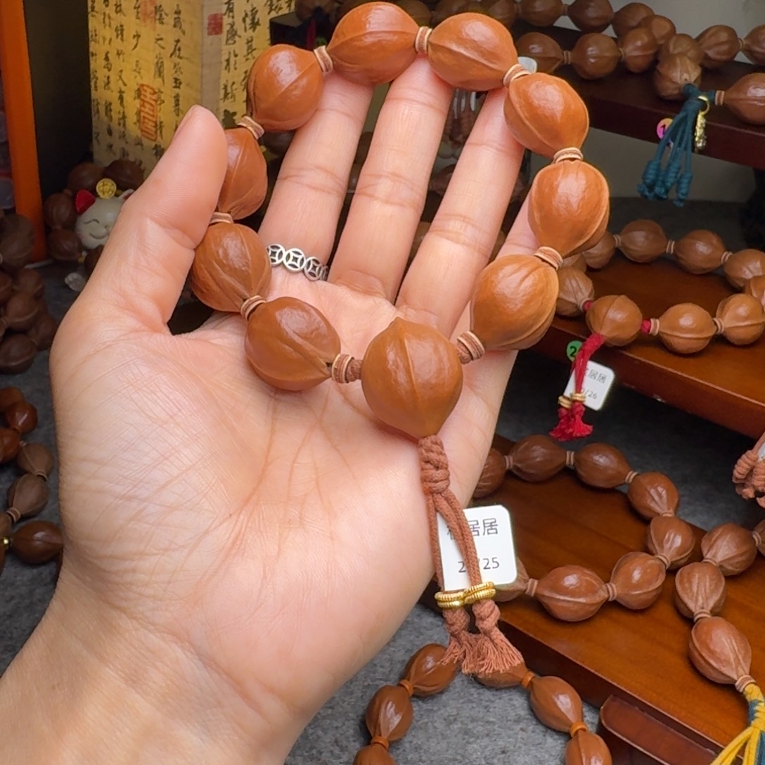 人***醒橄榄核手串20/25带三通 老核哑光 梅林铁核