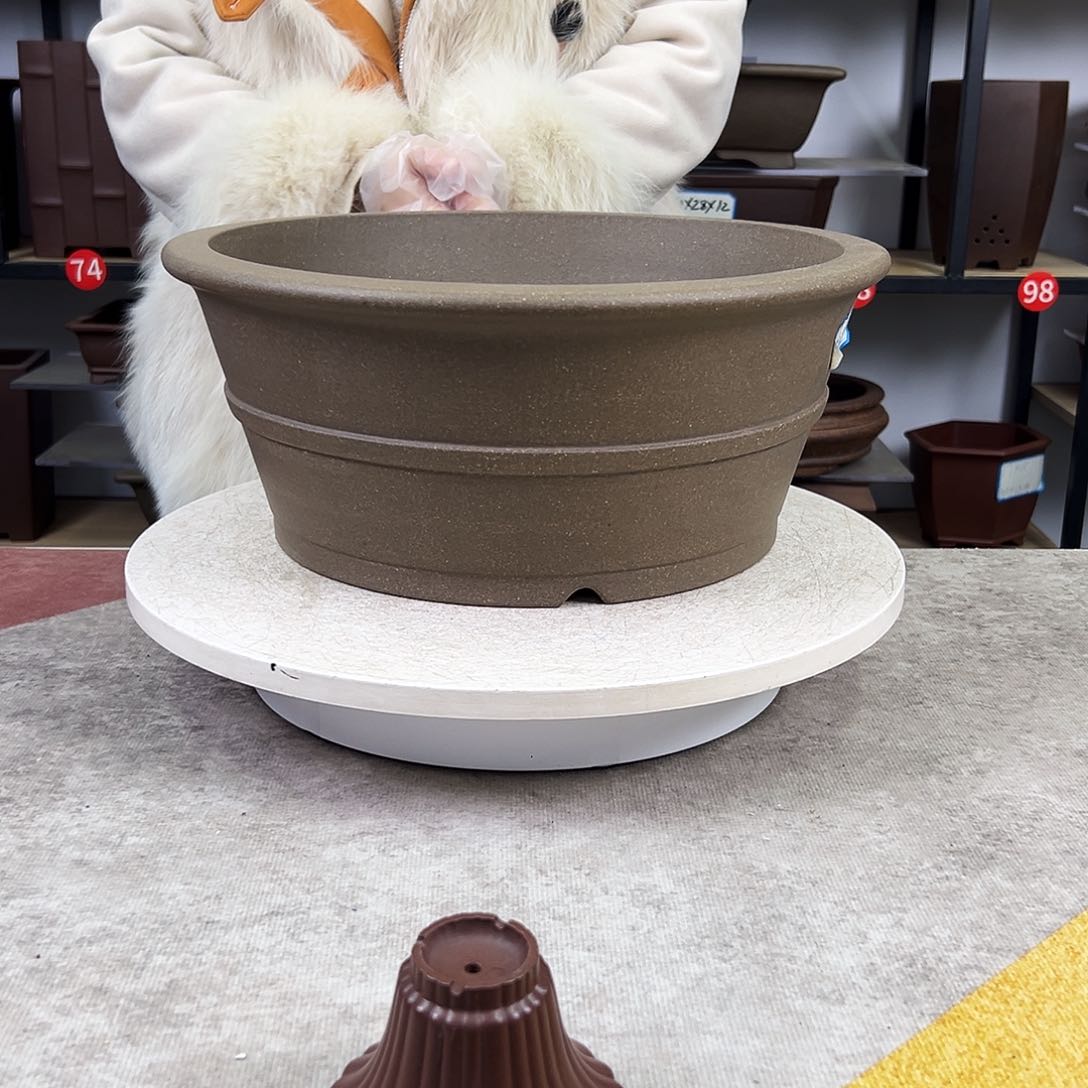 紫砂花盆内口33，内深13