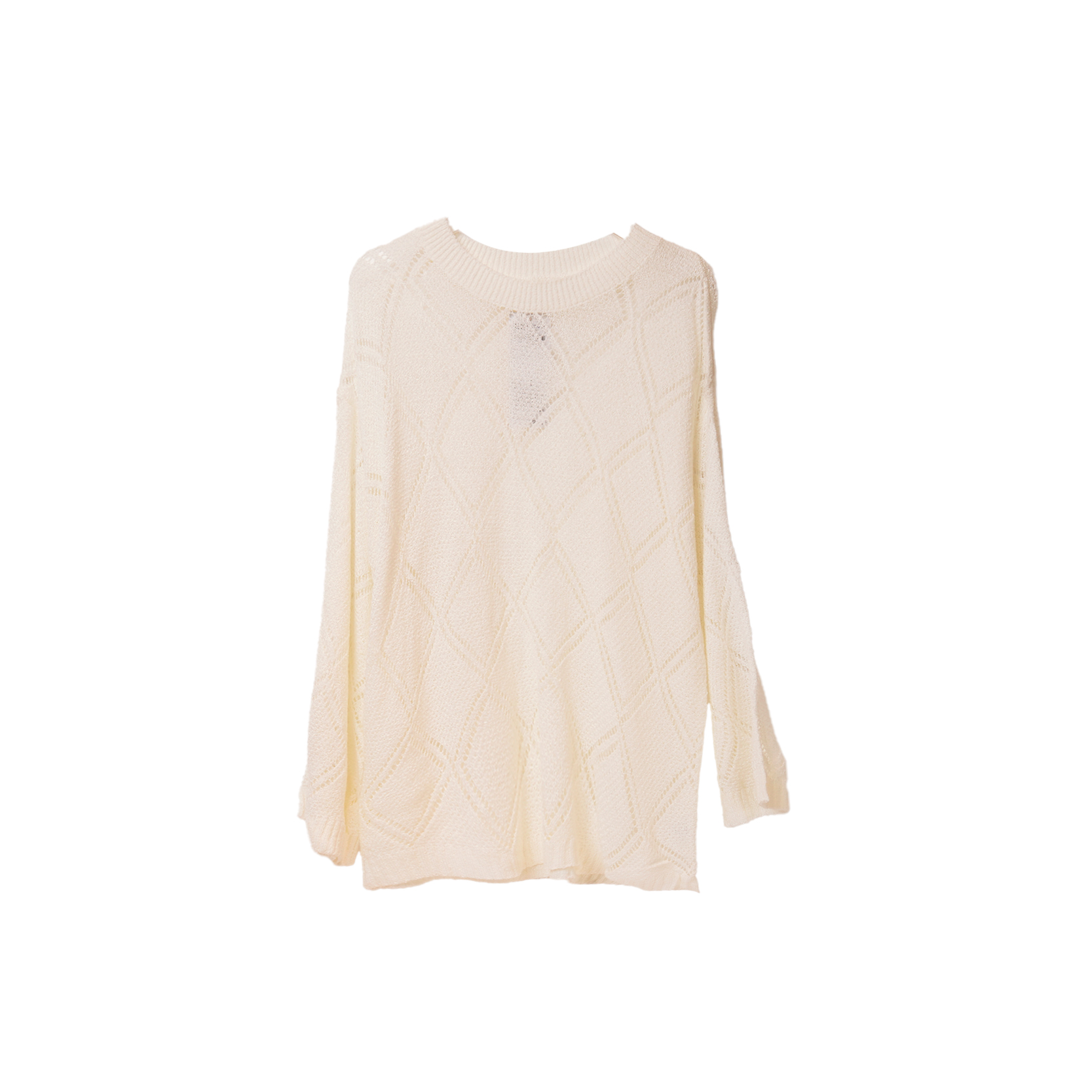 A7PI6928#宽松型上衣气质春季圆领宽松镂空女士打底衫