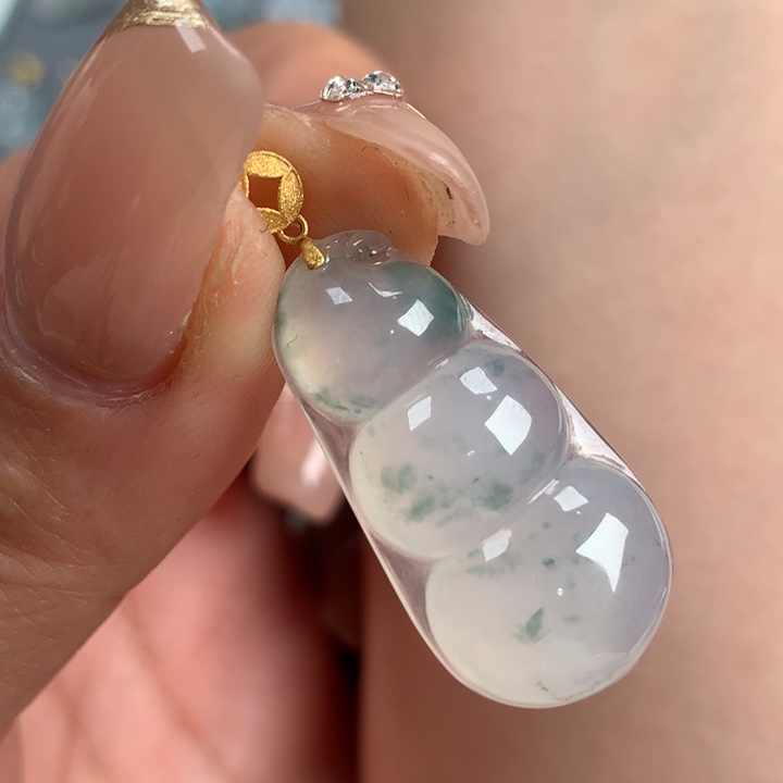 翡翠颈饰18K金镶嵌胖豆子