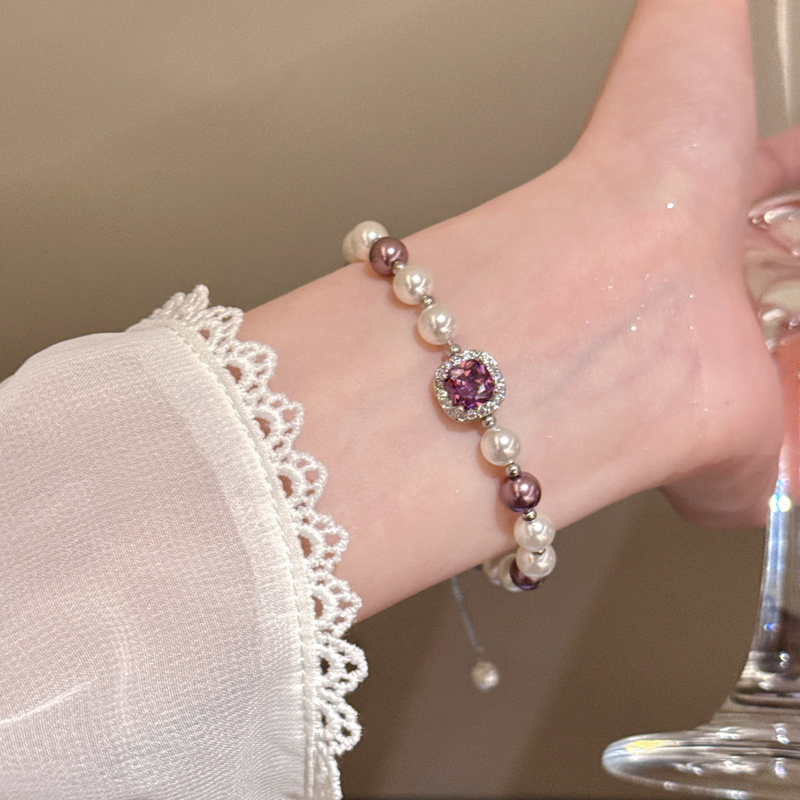 铜合金手链 梅姐饰品37 紫色方糖手链女珠珠高级感轻奢小众配饰