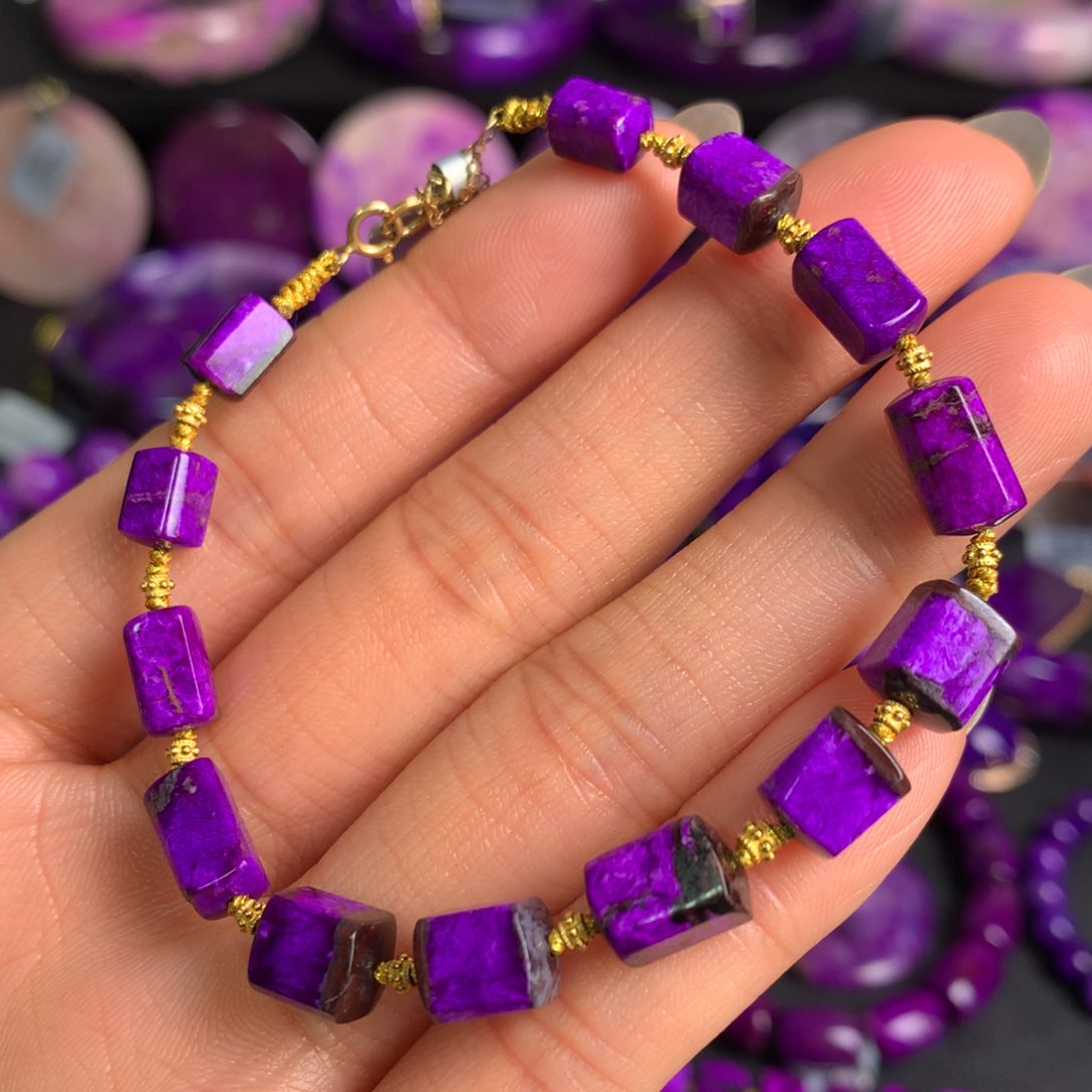 苏纪石（舒俱来）丝绒方糖手串18k18K金镶嵌