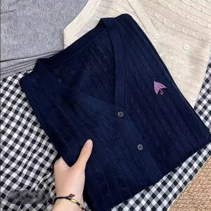 小雨伞短袖麻花针织衫女开衫薄款夏季新款时尚洋气宽松上衣