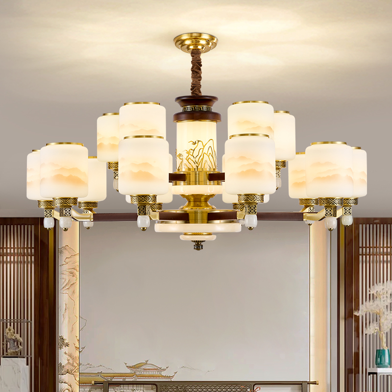 中式全铜新中式吊灯复古风客厅灯大气大厅复古简约20270