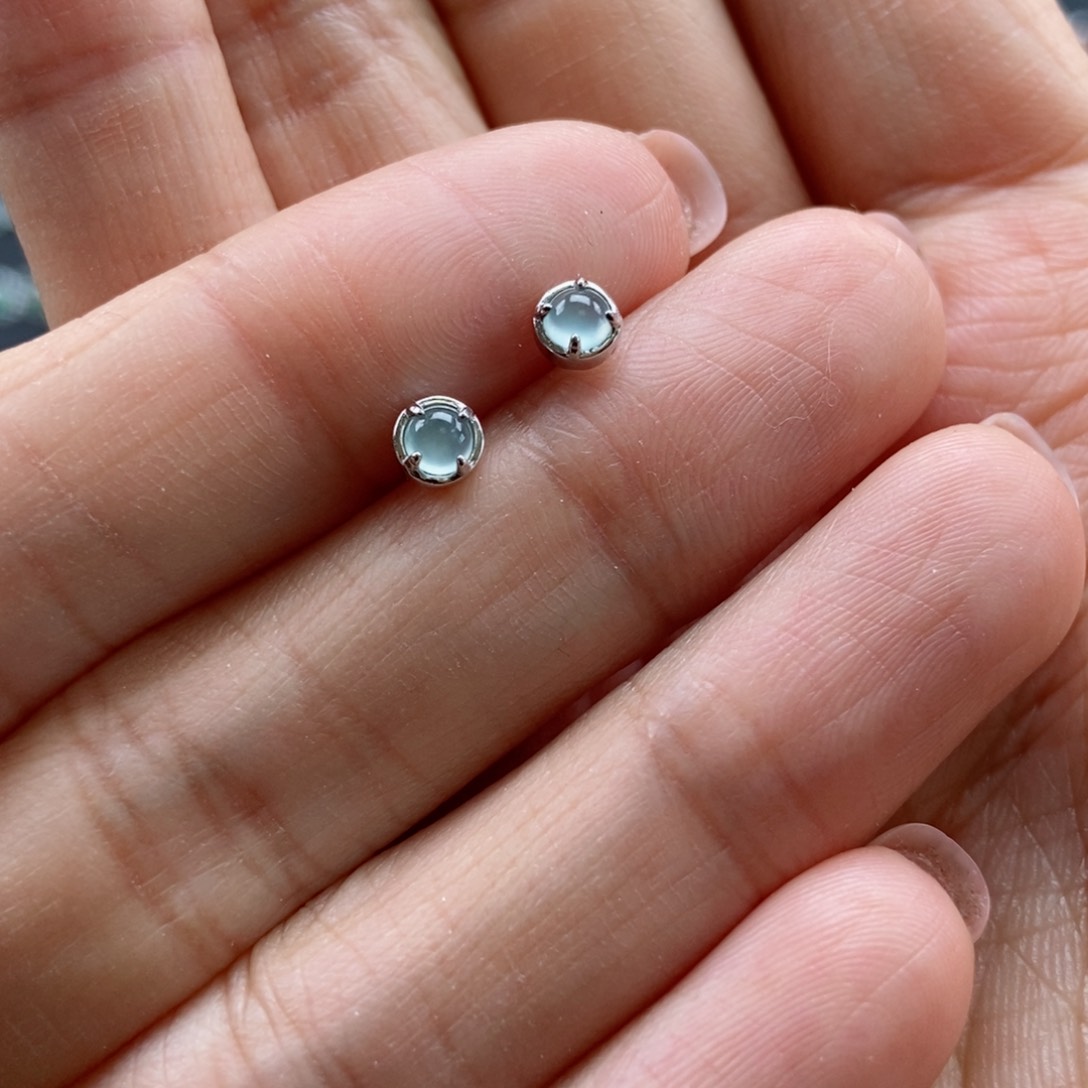 翡翠耳饰银S925镶嵌翡翠首饰