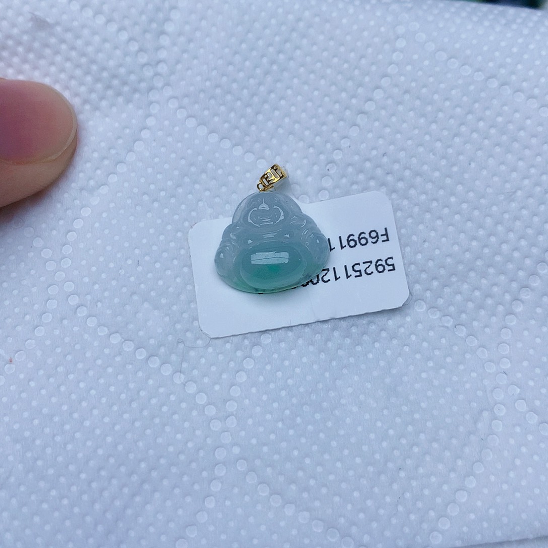 翡翠18K金镶嵌颈饰天然A货翡翠