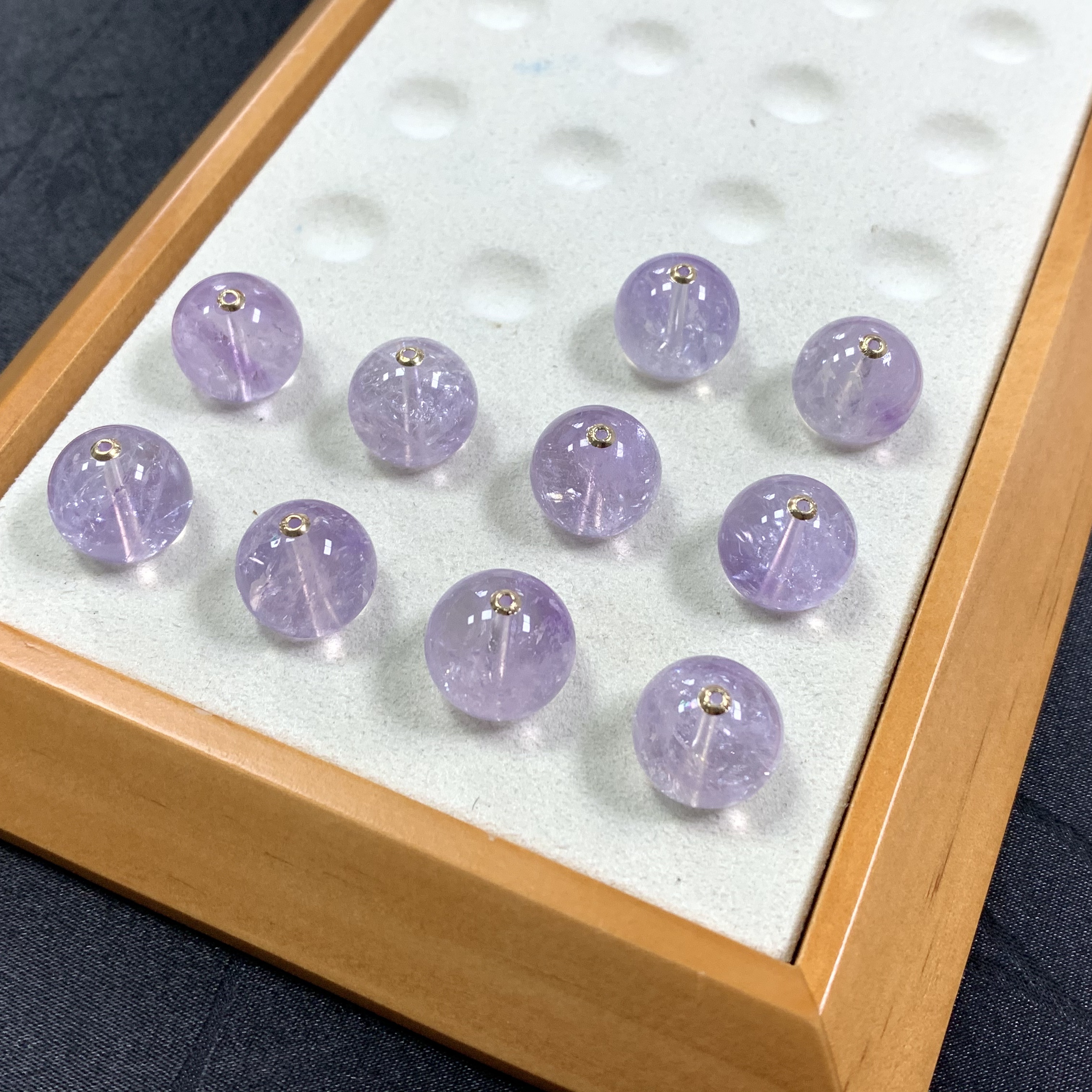 「戴琴珠宝」DQ3589-18K金镶紫玉晶13mm左右单珠配件（多样性发其一）
