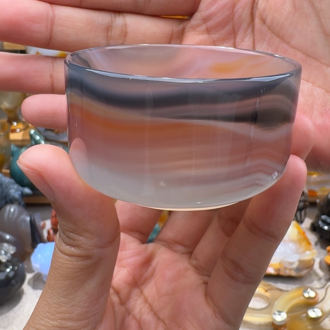 玛瑙/玉髓玛瑙茶杯40毫升未镶嵌