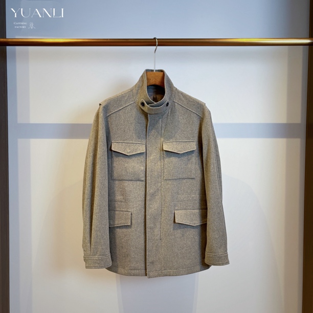 【66882-YL】 清❗️高奢男装 2025早秋简约中长款老钱风立领羊毛夹克