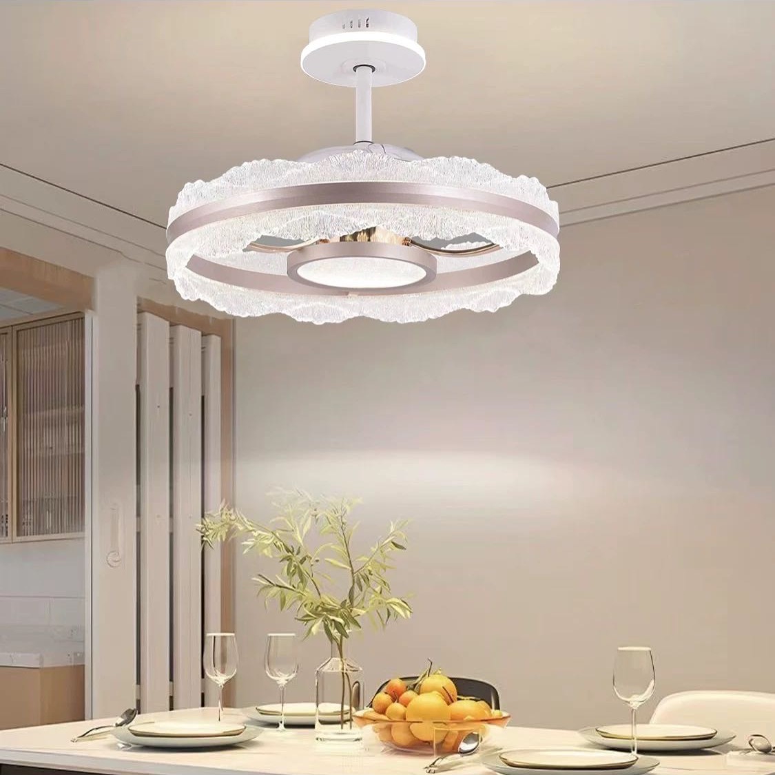 新款高端极简餐厅卧室主卧书房北欧大气家用隐形风扇灯