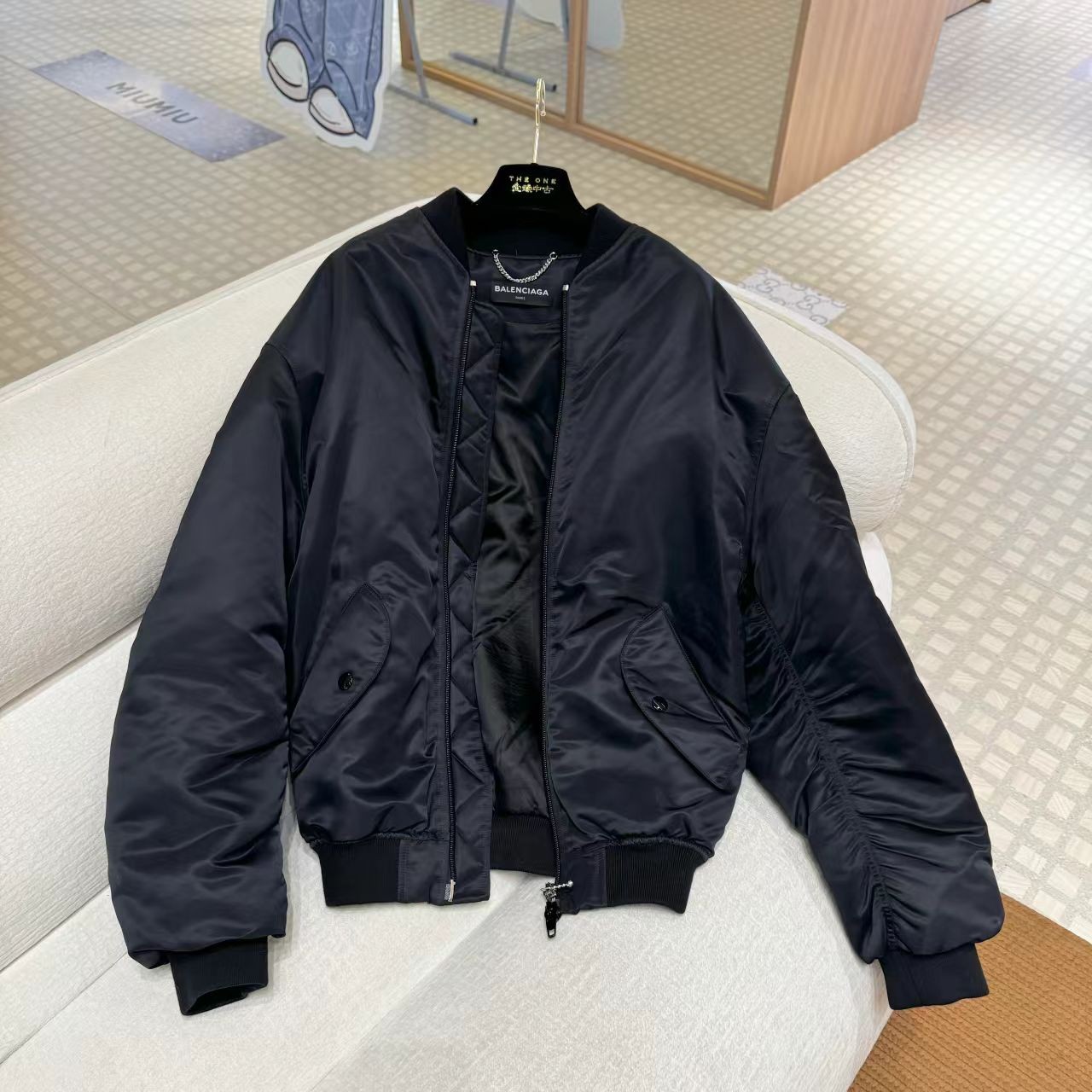 99新 Balenciaga/巴黎世家 壹臻/黑色飞行夹克外套 46 37346674