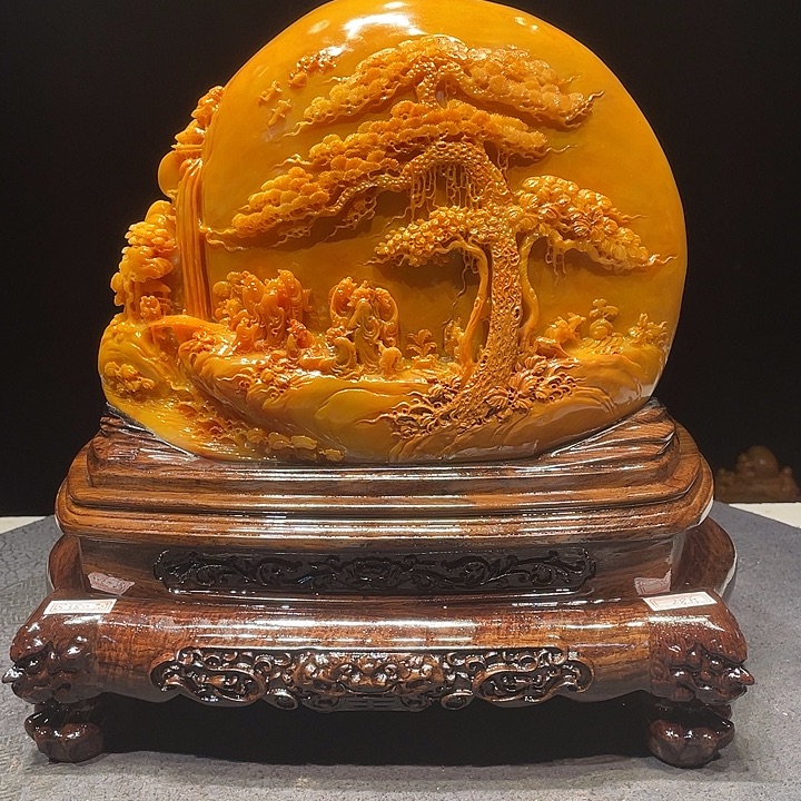 青***子寿山石山水画作品