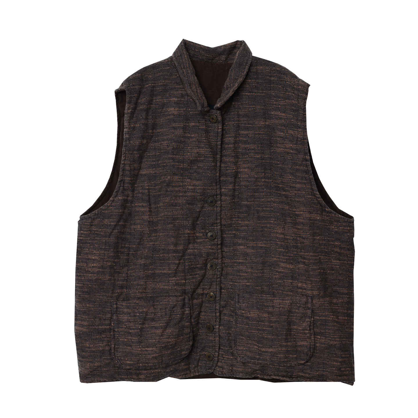 衣路走来原创设计冬季百搭麻纹理夹棉马甲D9059