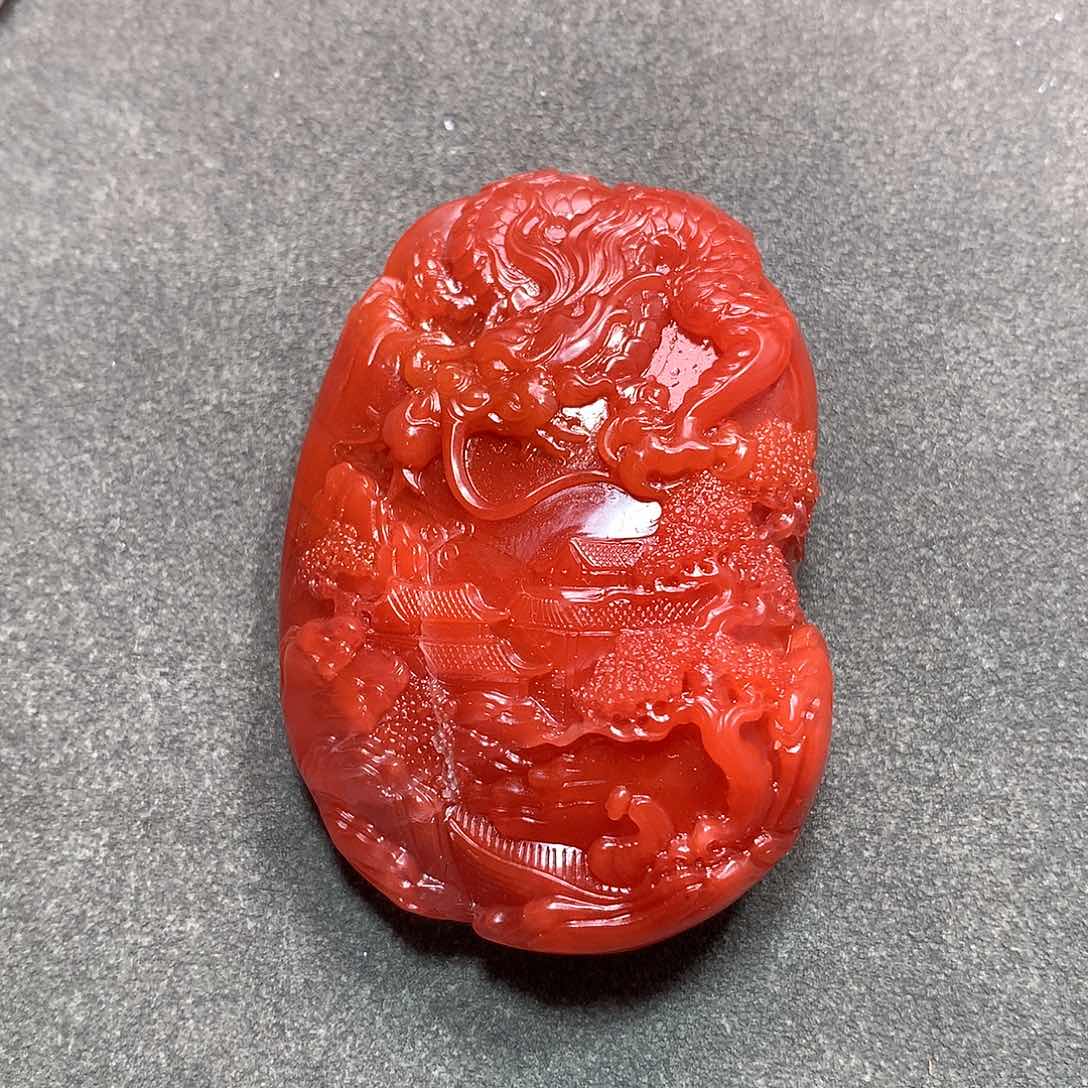 南红玛瑙卧龙山水牌未镶嵌S****g