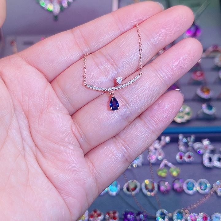 蓝宝石颈饰银S925镶嵌