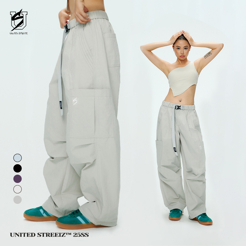 UNITEDSTREETZ速干多袋伞兵裤松紧腰可调节飘带多色训练透气裤子