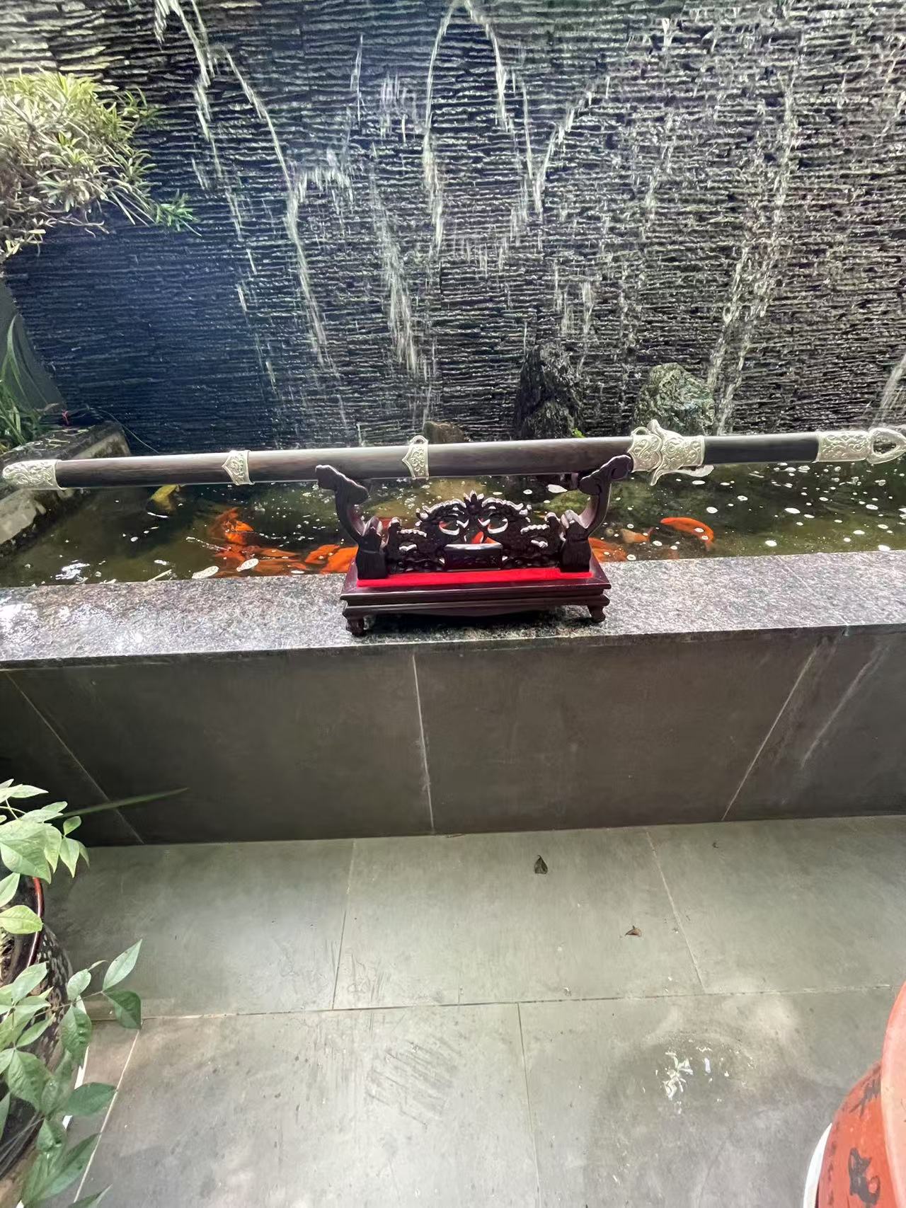 新乾坤双手剑黑檀纯白铜黄一体手工锻打复合钢条子收藏练习未开刃