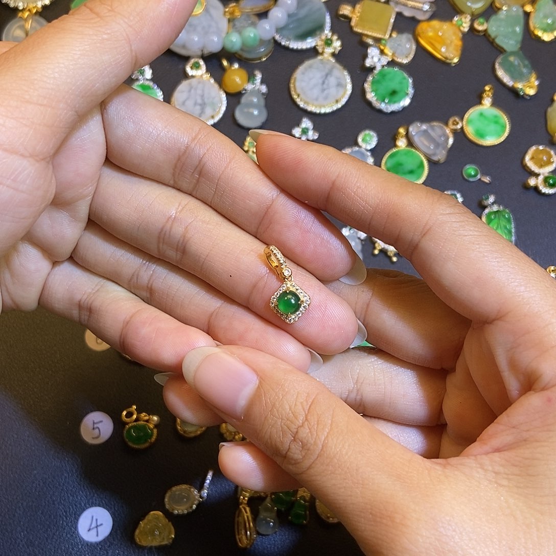 翡翠银S925镶嵌吊坠(不含链)