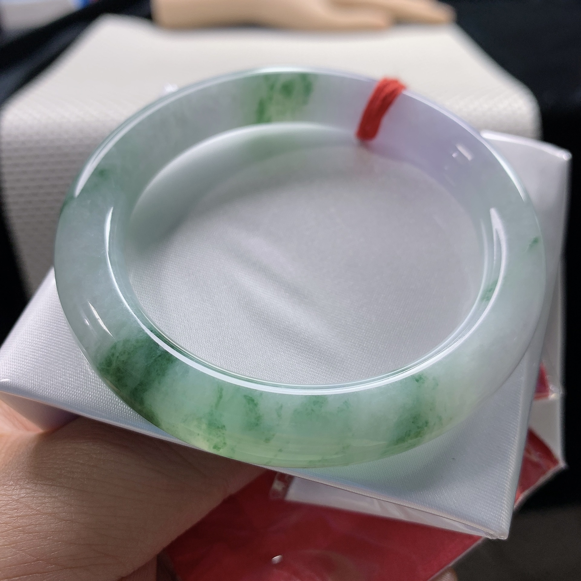 细糯55圈春彩飘花圆条翡翠手镯时尚百搭正品缅甸天然A货玉镯10801