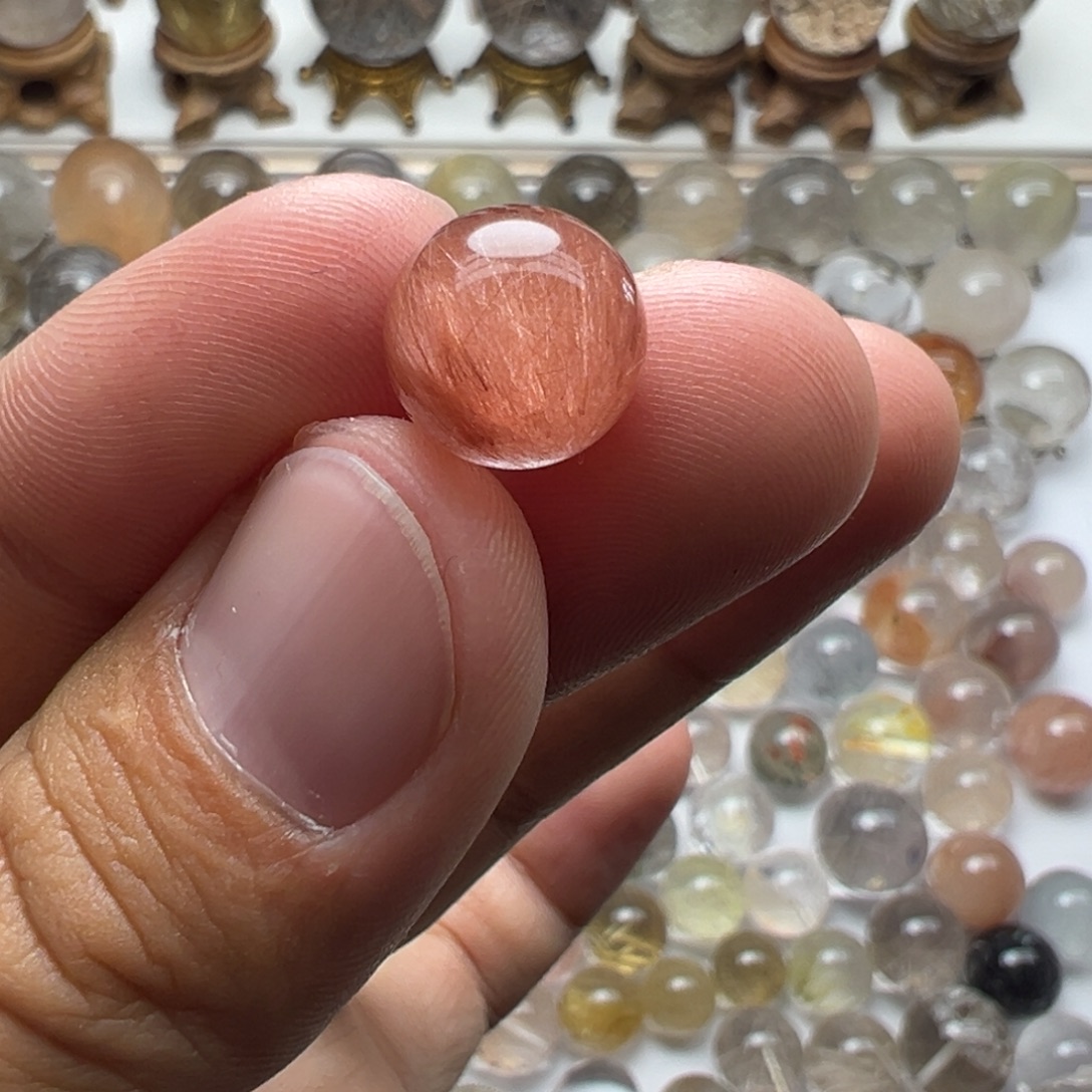 水晶珠宝半成品未镶嵌兔毛球