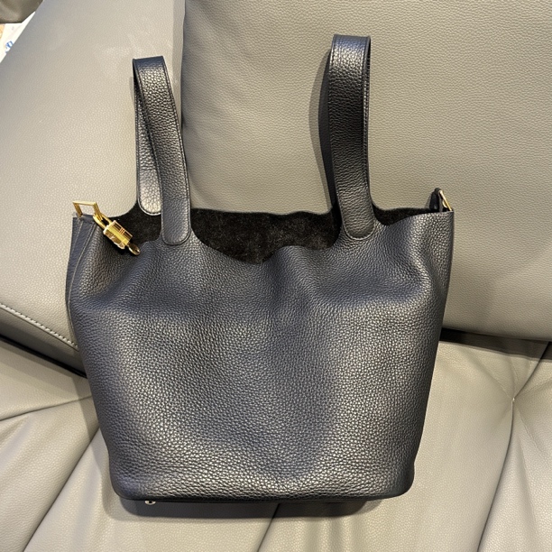99新 Hermes/爱马仕 黑金菜篮子26 C刻手提包