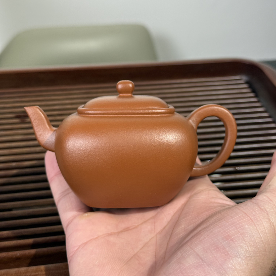 【鸣远四方壶】赵庄生砂朱泥无垢壶180cc