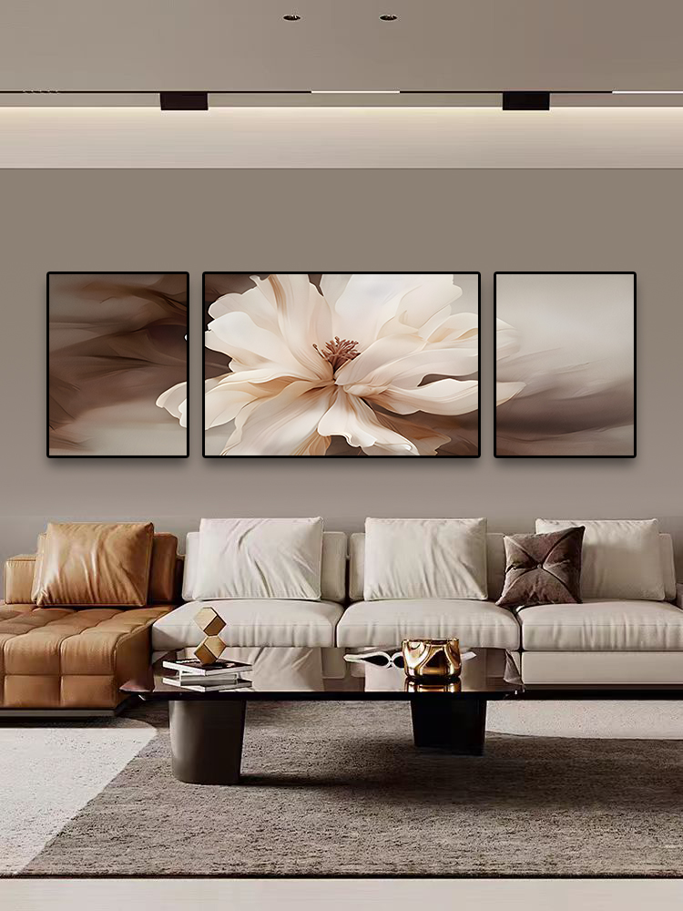 现代简约客厅装饰画花卉三联画温馨高级感壁画大气沙发背景墙挂画