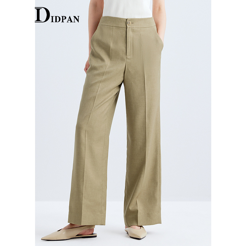 IDPAN显瘦高腰时尚休闲百搭秋季宽松垂感阔腿裤D3F3K78191