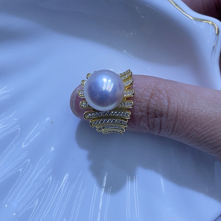 淡水珍珠戒指银S925镶嵌