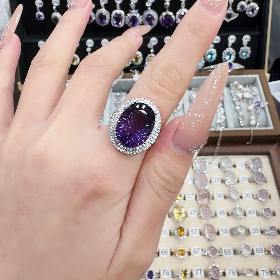 ¹***在戒指紫晶银S925镶嵌