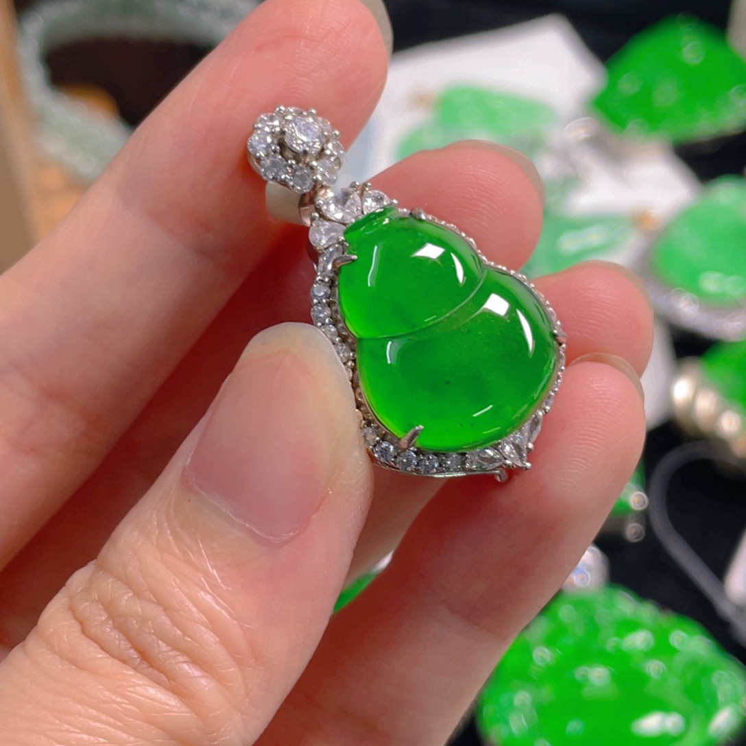 翡翠银S925镶嵌吊坠(不含链)