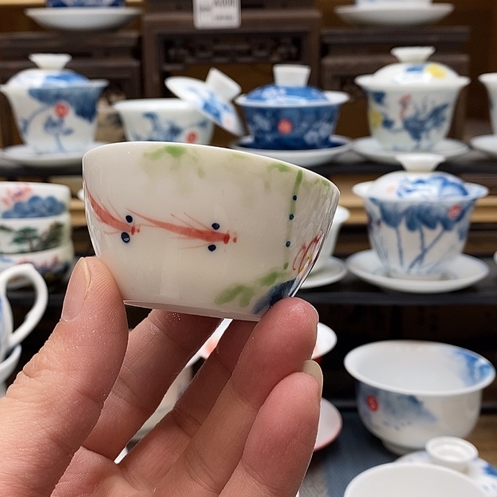 展****手绘微瑕荷花杯子1