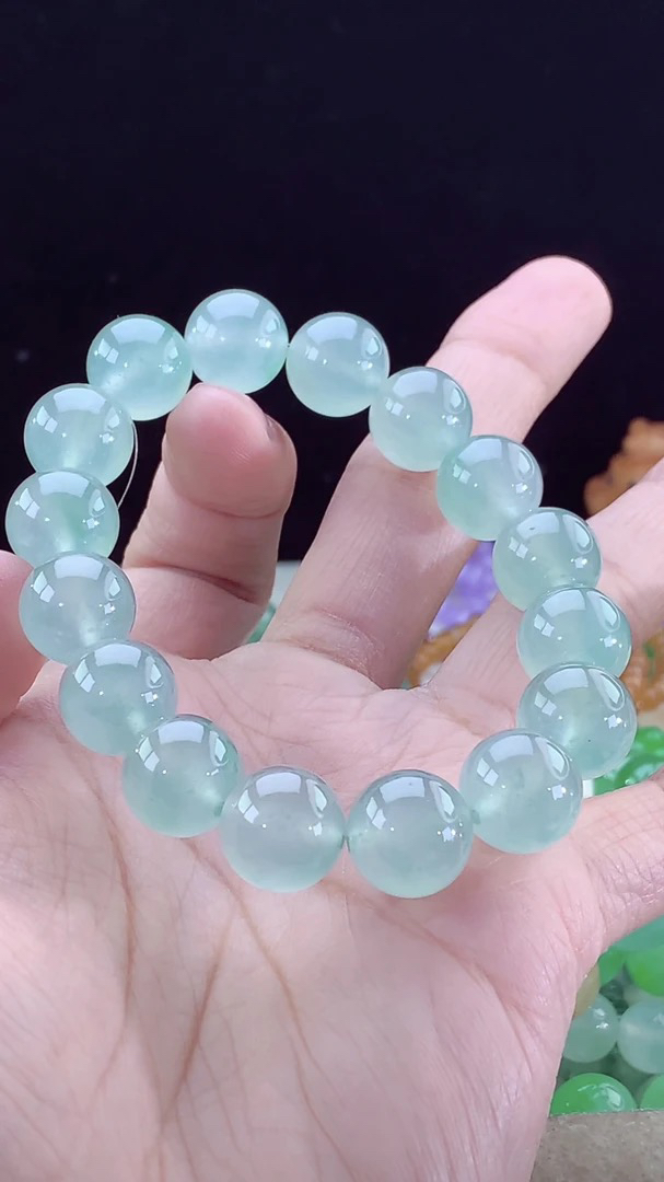 至尊木纳高冰种大冰胶块晴钢纯天然缅甸A货翡翠手串性价比高推荐