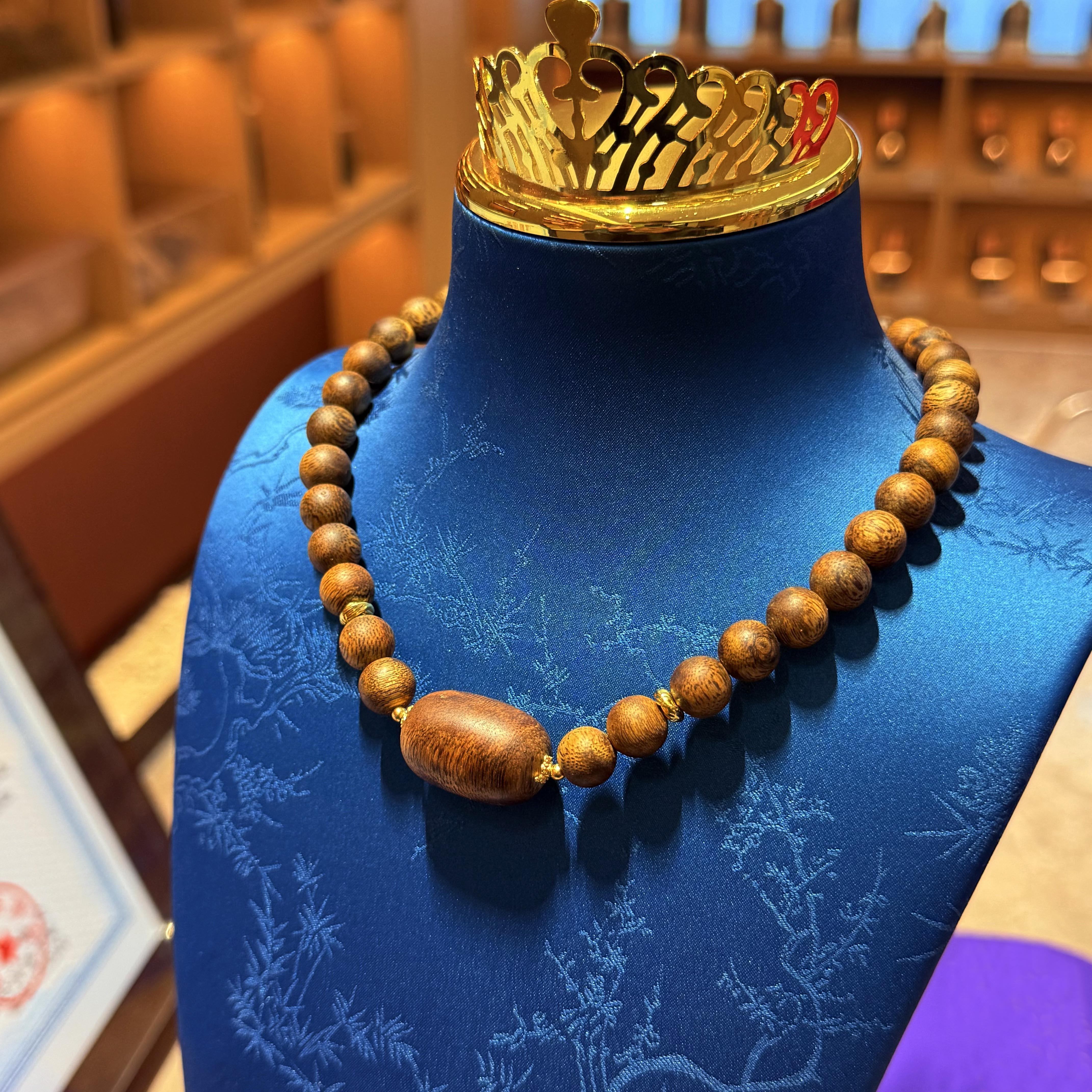 沉香海南天然红油玉化老白棋DIY款0.9圆珠双圈多样性发其一