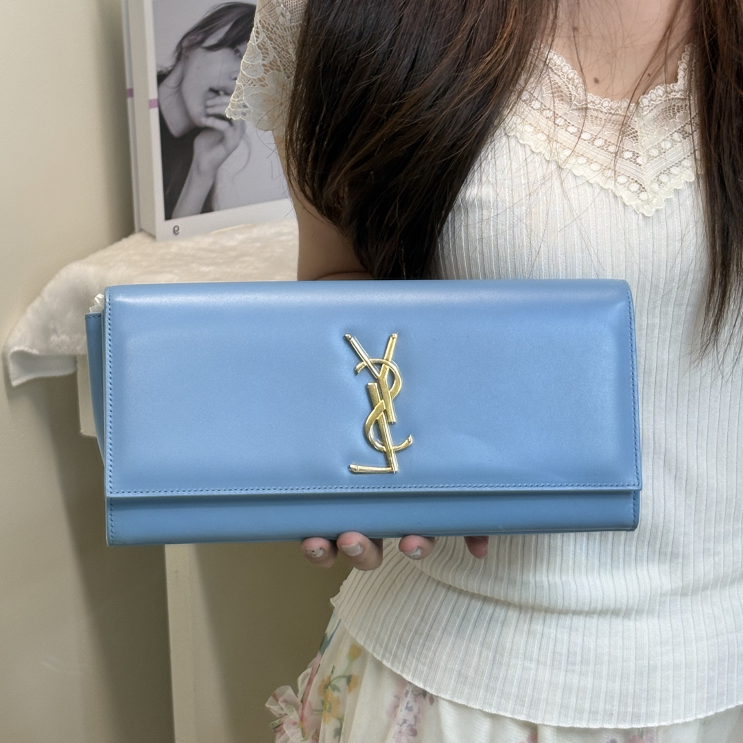 95新 YSL/圣罗兰 蓝色链条单肩包时尚百搭精致款式