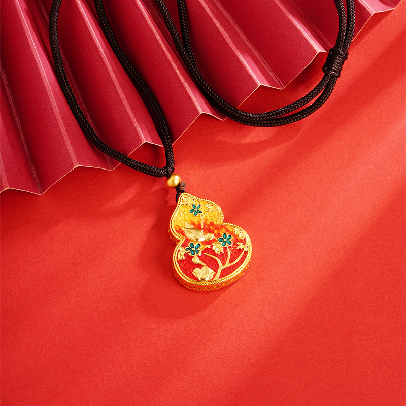 铜珐琅吊坠 铜吊坠饰品挂坠气质葫芦项链国风手工女款吊坠轻奢